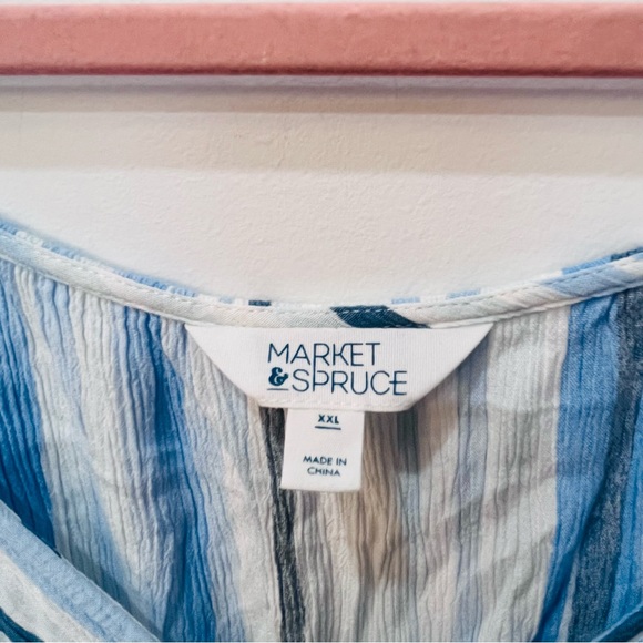 Market and Spruce Liliana surplice romper size XXL stripe blue - Picture 2 of 7